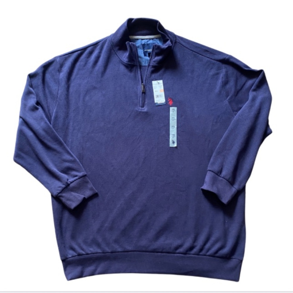 U.S. POLO ASSN Men’s Big & Tall Navy Blue Long Sleeve 1/4 Zip Sweater Size XXXL